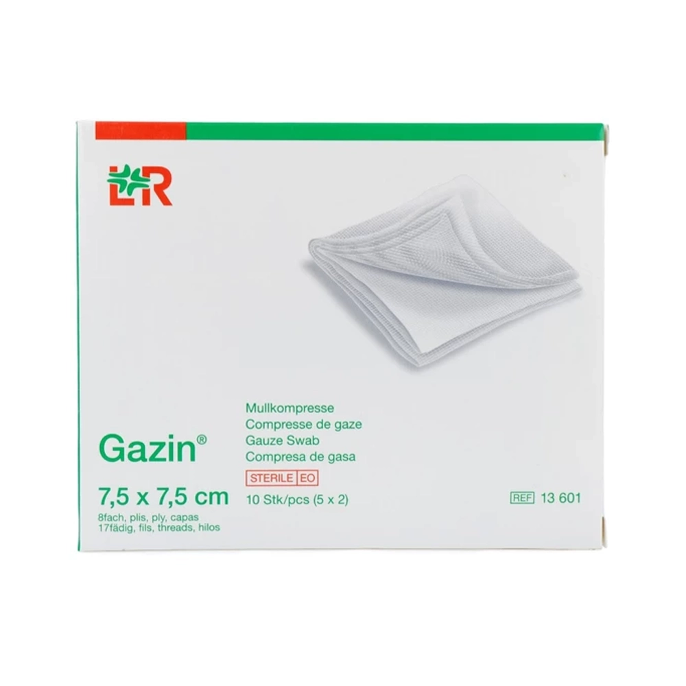 Gaaskompressen 7.5x7.5 - 10 stuks - Gazin® - Lohmann & Rausher 1 Gaaskompressen 7.5x7.5 - 10 stuks - Gazin