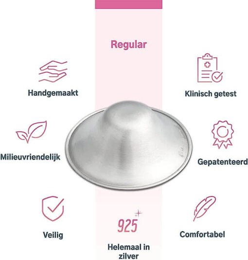 Product eigenschappen van Silverette REGULAR zilveren tepelkapjes