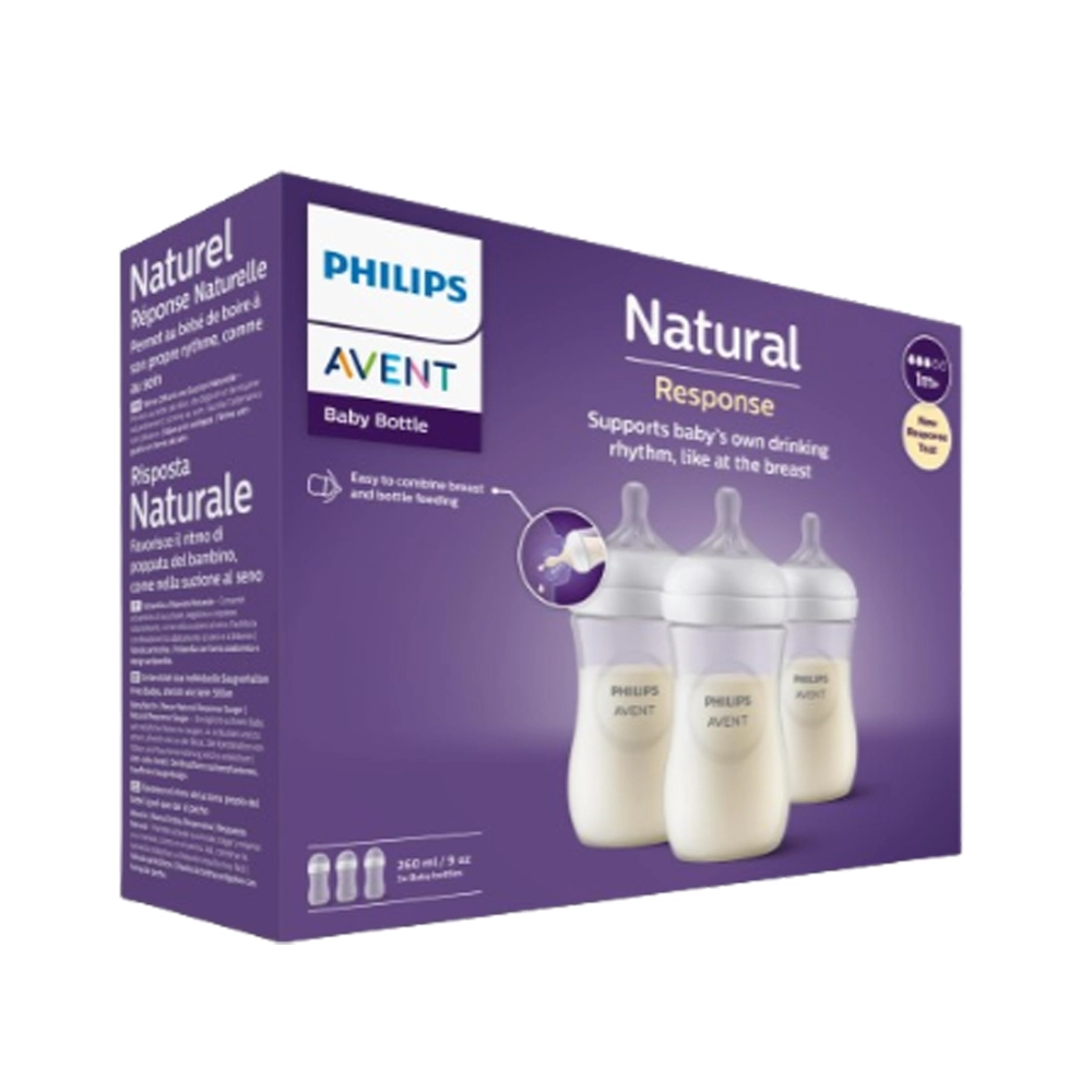 Philips Avent 3x Babyfles | Natural Response 3.0 | 260ml | 7 Philips Avent Baby Natural airfree verpakking