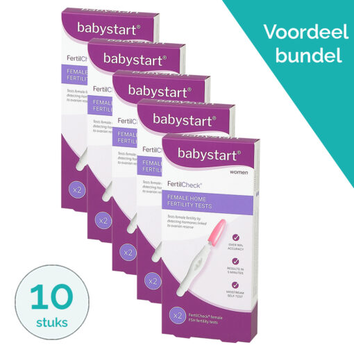 FertilCheck vruchtbaarheid thuistest voor vrouwen van Babystart met 10 thuis testen in retailverpakking