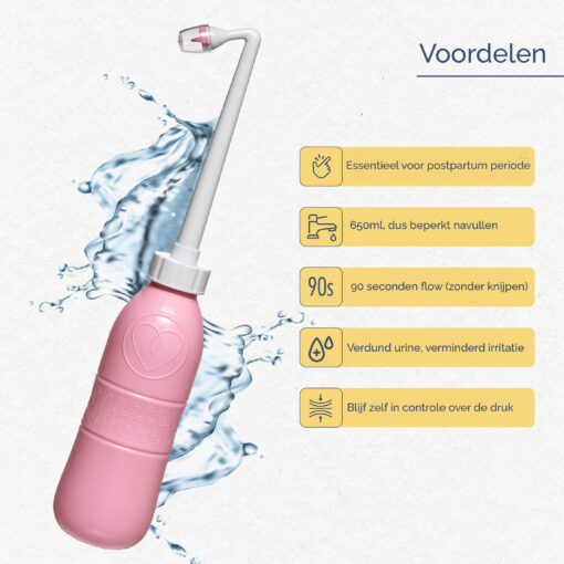 Postpartum spoelfles | peri bottle | extra groot | 650ml | Roze - Afbeelding 2