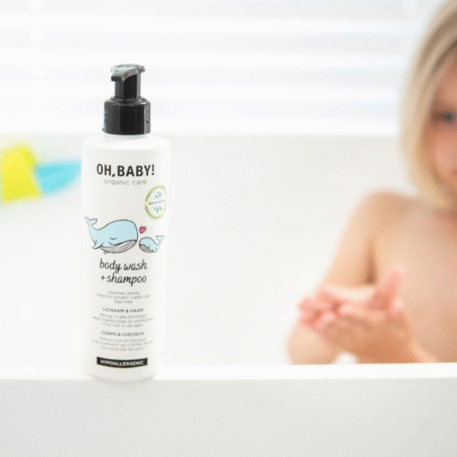 Oh Baby Body Wash en Shampoo vegan biologisch in bad