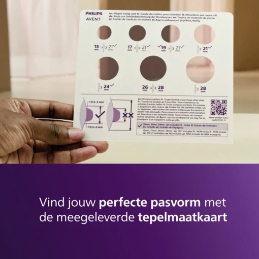 Philips Avent dubbele opvang cups pasvorm tabel kaart