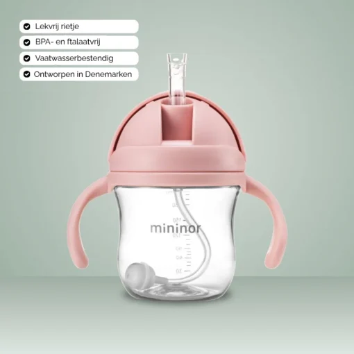Mininor rietjes beker 220ml Rose