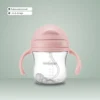 Mininor rietjes beker met deksel dicht Rose 220 ml