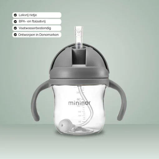 Mininor rietjes beker 220ml grey seal
