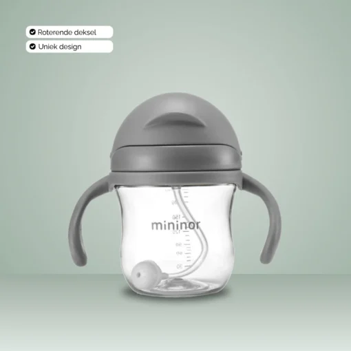 Mininor rietjes beker met deksel dicht 220 ml