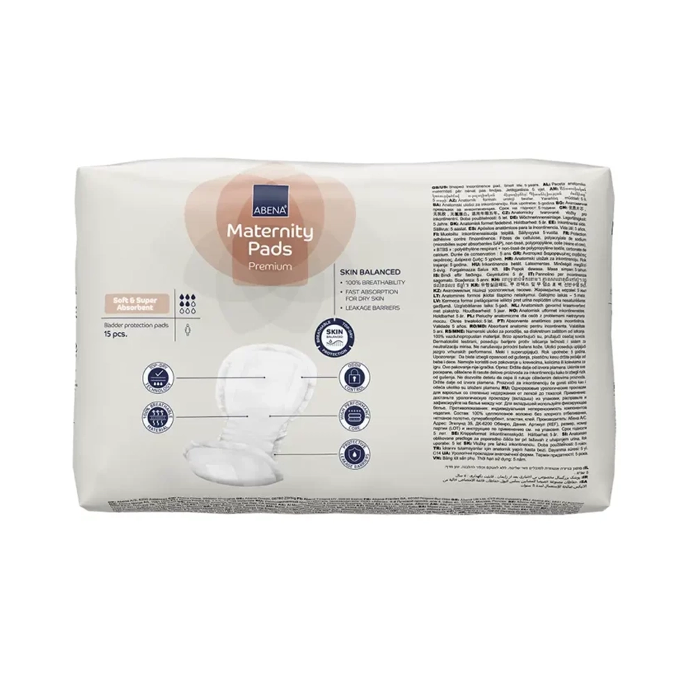 ABENA Kraamverband | 15 of 90 stuksmens 3 Abena Kraamverband verpakking achterzijde