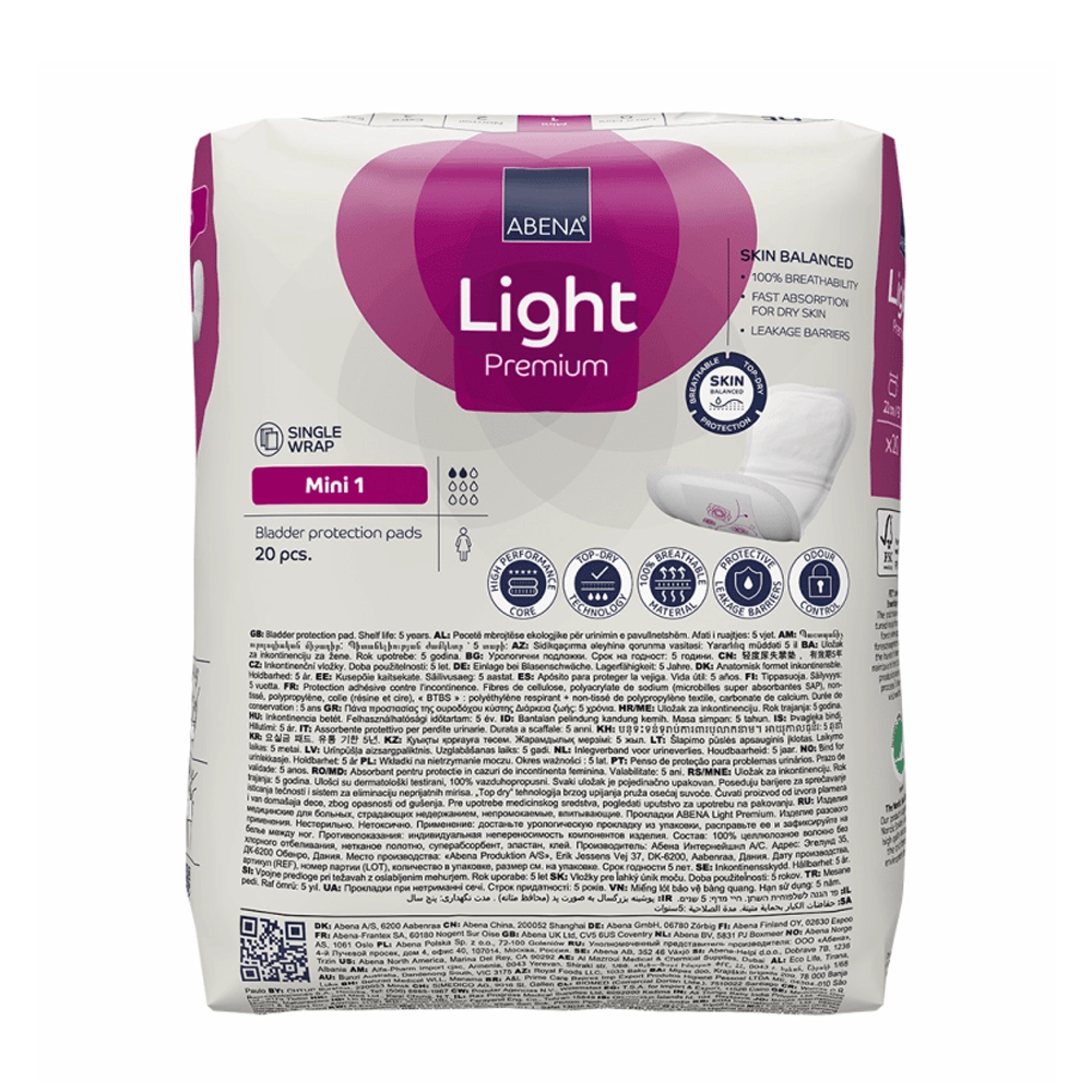 ABENA Light Premium Mini 1 | maandverband | 20 of 120 stuks 4 ABENA Light Premium Mini 1 achterzijde