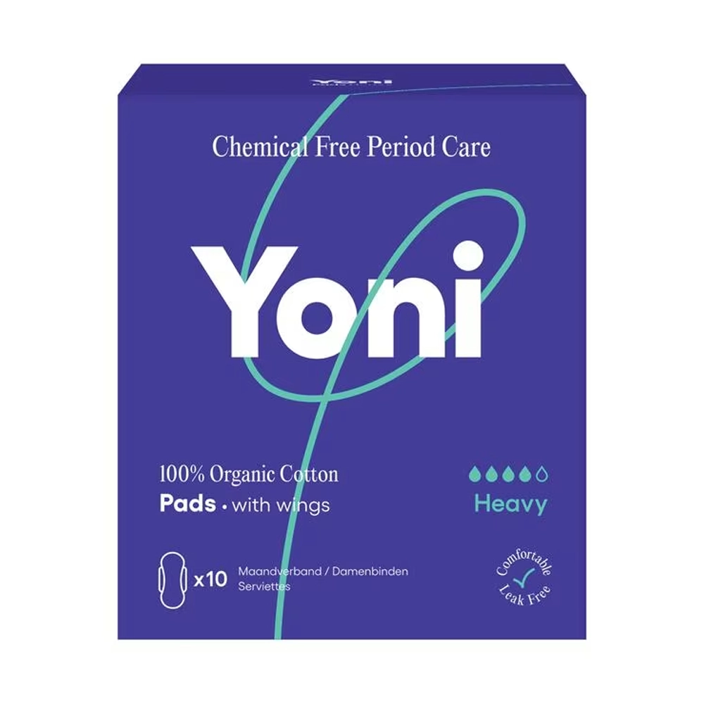 YONI Maandverband heavy met vleugels | 100% biologisch katoen | 10 stuks 1 Yoni maandverband met vleugels heavy 100% biologisch katoen