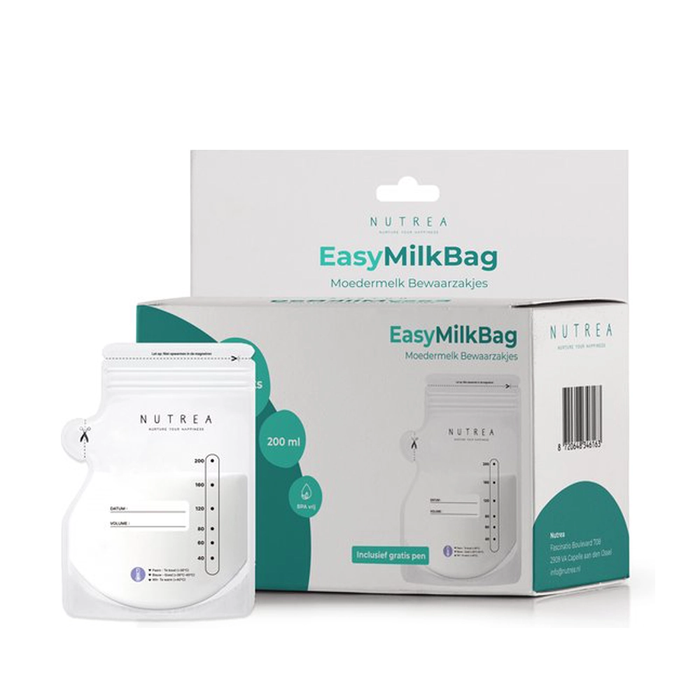 Moedermelk bewaarzakjes met schenktuit | 200 ml | 100 stuks 1 Nutrea moedermelk bewaarzakjes 100 stuks