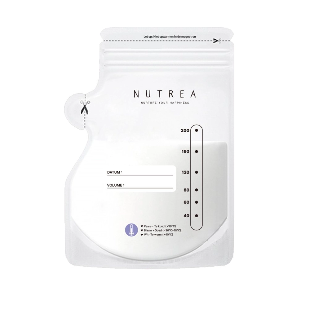 Moedermelk bewaarzakjes met schenktuit | 200 ml | 50 stuks 2 Nutrea moedermelk bewaarzakje