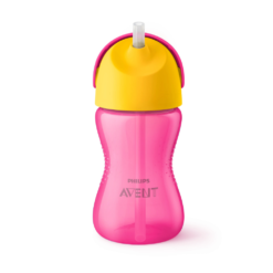 Philips Avent drinkbeker met rietje roze.