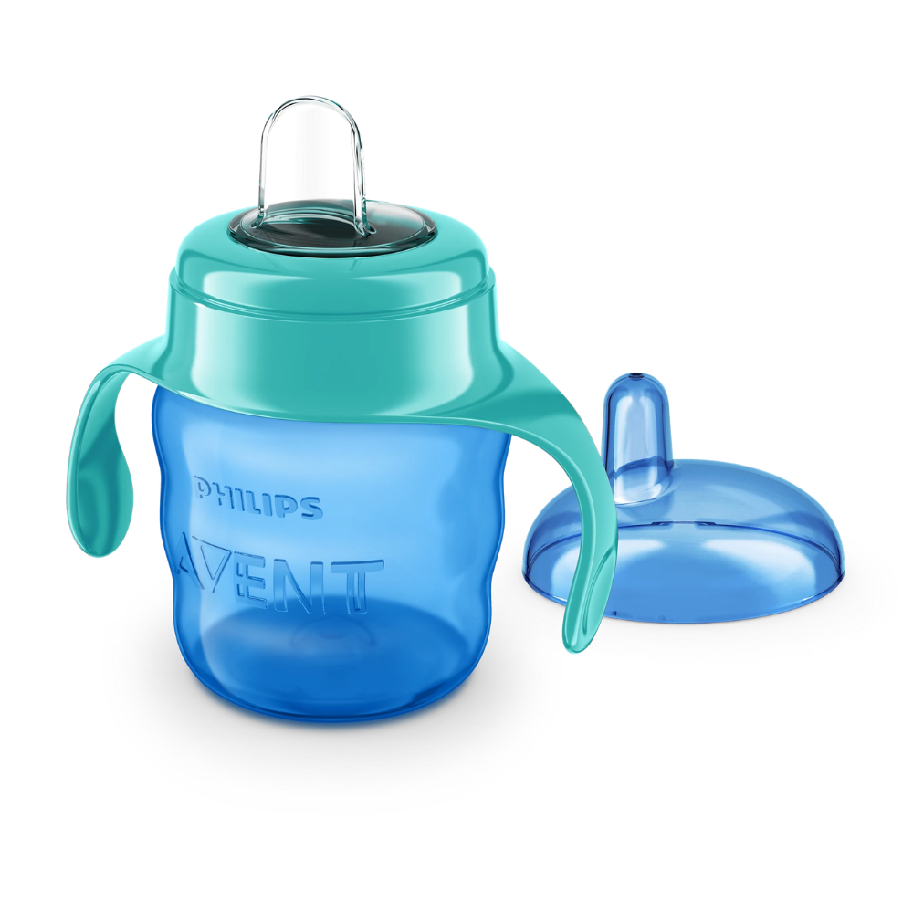 Beker lekvrij 200 ml | Blauw | Philips Avent 3 Philips Avent blauwe tuitbeker met dop