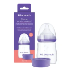 Lansinoh drinkfles met NaturalWave speen 160 ml voor baby flesvoeding en borstvoeding combinatie.