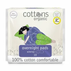 Cottons Organic maandverband voor de nacht van biologisch katoen voor hevig bloedverlies en nachtgebruik