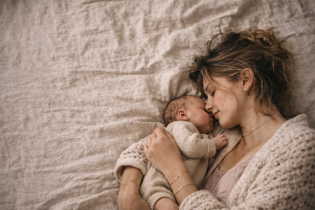 mama en baby samen