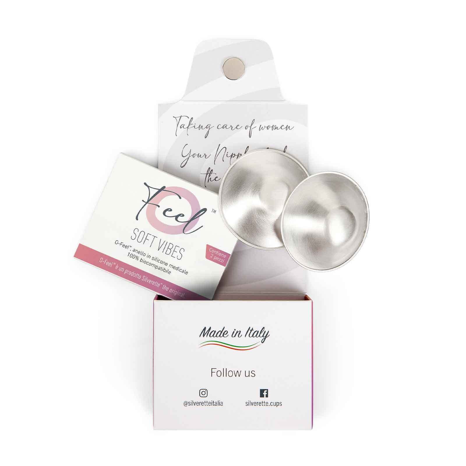 Silverette® cups | XL + O-FEEL™ ringen | Originele zilveren tepelkapjes | Klinisch getest