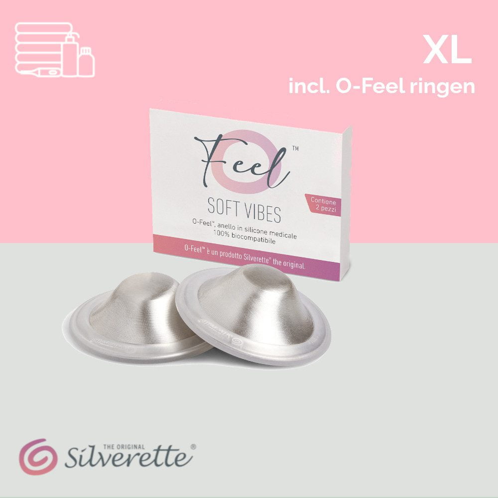 Silverette® tepelkapjes | XL + O-Feel ringen | Originele zilveren tepelhoedjes | Klinisch getest | 925 Zilver zonder prijs